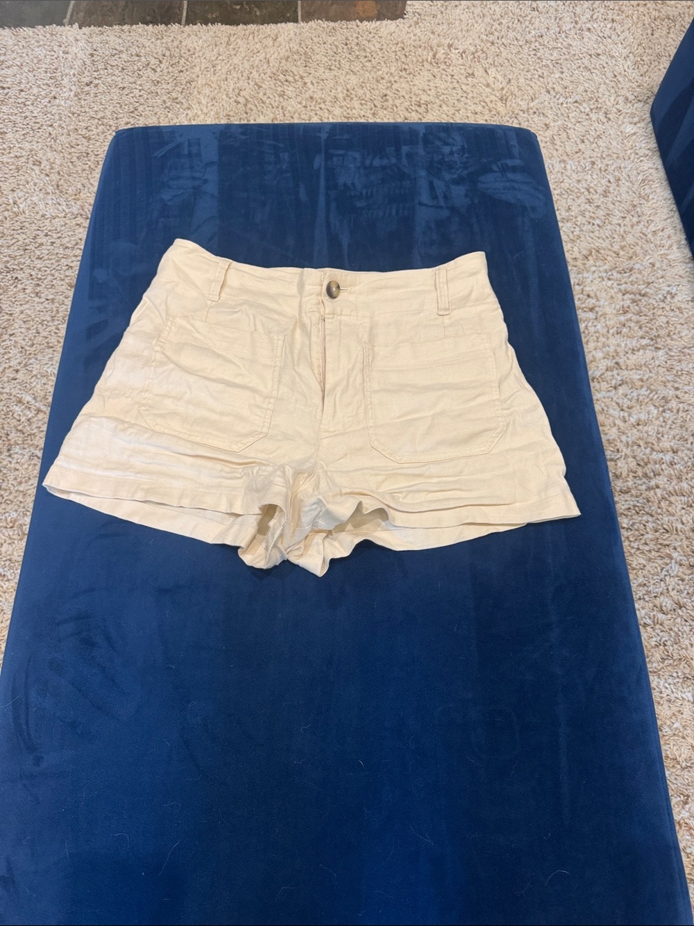 Maeve Cream High-Waist Cotton Shorts